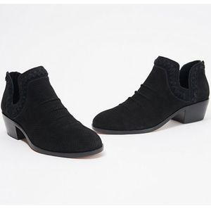 Vince Camuto Palmina Perforated Suede Ankle Booties in Black Womens Size 7.5